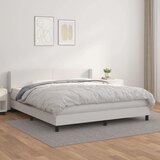  Box spring postelja z vzmetnico bel 160x200 cm umetno usnje, (20898552) Cene