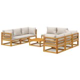 The Living Store Vrtna sedežna garnitura 9-delna svetlo sive blazine trden les - Vrtna Sedežna Garnitura, (21421686) | Shoptok.si