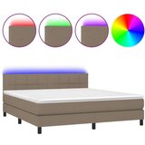  Box spring postelja z vzmetnico LED taupe 180x200 cm blago, (20902088) | Shoptok.si