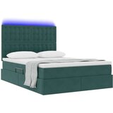  Krevet S LED lampica s pohranom Tamnozelena 140 x 190 cm Baršun | shoptok.hr