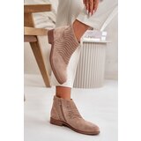 S. BARSKI Women's Flat Heeled Perforated Boots Beige S.Barski | Shoptok.si