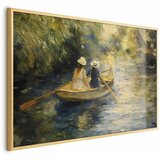  Plakat Boat crossing - painting of two women sailing a boat on a river 60x40 Zlatni okvir | shoptok.hr
