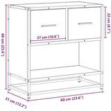 vidaXL Nočna omarica rjava hrast 60x31x60 cm inž. les in kovina | Shoptok.si