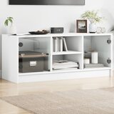  The Living Store TV omarica s steklenimi vrati bela 102x37x42 cm - TV Omarica, (21499047) Cene