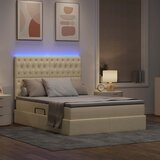  LED krevet za pohranu s madracem Krema 140 x 190 cm Tkanina | shoptok.hr
