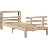 vidaXL Posteljni okvir z vzglavjem 100x200 cm trdna borovina | Shoptok.si