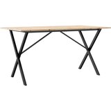 Maison Chic Jedilna miza - Kuhinjska miza - Jedilni stol X okvir 140x80x75 cm trdna borovina lito železo, (21715023) Cene
