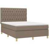  Box spring postelja z vzmetnico LED taupe 140x200 cm blago, (20894768) | Shoptok.si