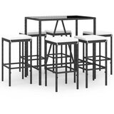  7-dijelni vrtni barski set od poliratana s jastucima crni Crna 110 cm table length | Shoptok.si