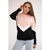 Kesi Sweater with geometric patterns powder pink+black | shoptok.hr