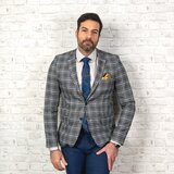 SANTOS & SANTORINI Muško karirano odelo Roberto teget-sivo | ePonuda.com