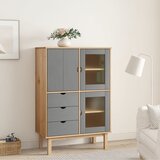 vidaXL Visoka omara rjava in siva 85x43x125 cm trdna borovina Cene