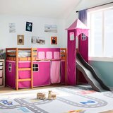 vidaXL Dječji krevet na kat s tornjem rozi 80x200 cm masivna borovina | shoptok.hr