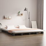 vidaXL Posteljni okvir siv 120x200 cm trdna borovina Cene