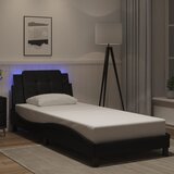  The Living Store Posteljni okvir z LED lučkami črn 90x200 cm umetno usnje - Posteljni Okvir, (21445901) Cene