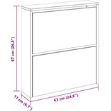 Ormarić za cipele s ogledalom 2 razine boja hrasta 63x17x67 cm | shoptok.hr