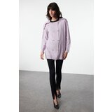 Trendyol Lilac Soft Textured Stoned Button Detailed Knitwear Cardigan Cene