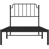  Metalni okvir za krevet s uzglavljem crni 90x200 cm | shoptok.hr