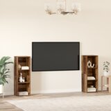 vidaXL Set TV komoda s policom s pohranom 2 pcs Staro drvo 107 x 35 x 37 cm | shoptok.hr