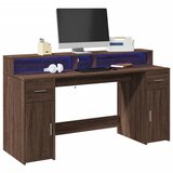  Radni stol s LED svjetlima smeđa boja hrasta 160x55x91cm drveni | shoptok.hr