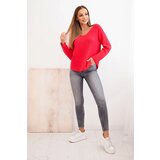 Kesi Włoski Women's sweater with viscose and a V-neck fuchsia | Shoptok.si