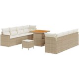  11-delni vrtni sofa set z blazinami Bež Poli Ratan Akacija | Shoptok.si