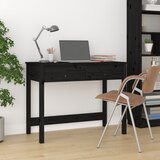 vidaXL Pisalna miza s predali črna 100x50x78 cm trdna borovina | Shoptok.si