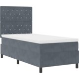 vidaXL Postelja z vzmetnico z vzmetnico Temno siva 90 x 190 cm Žamet | Shoptok.si