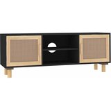 TV ormarić crni 105 x 30 x 40 cm od borovine i prirodnog ratana | shoptok.hr