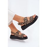 Boto Women's Platform And Wedge Sandals With Buckles Zebra Beige-Black Genorre | shoptok.hr