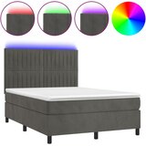  box spring s madracem LED tamnosivi 140x200 cm baršun | shoptok.hr