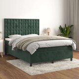  Box spring postelja z vzmetnico temno zelena 140x200 cm žamet, (20899633) Cene