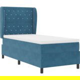 Box Spring Krevet s Madracem Tamnoplavi 90x200 cm Baršun | shoptok.hr