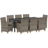 vidaXL set od 9 dijelova za vrt s jastučićima, siva poli ratan | shoptok.hr