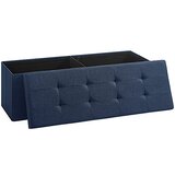 Songmics otomanska klop s shrambo, oblazinjena skrinja s prevleko, zložljiv sedež, prostornina 120 l, nosilnost do 300 kg, mornarsko modra LSF77IN, (21389193) | Shoptok.si