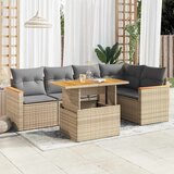 vidaXL Vrtna sedežna garnitura z blazinami 6-delna bež ratan/akacija, (21782393) | Shoptok.si