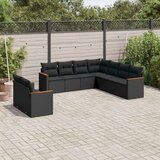  9-dijelni set vrtnih sofa s jastucima crni od poliratana Cijene