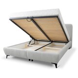 Makamii Svijetlo sivi tapecirani bračni krevet s prostorom za odlaganje s podnicom 140x200 cm Makapu – | shoptok.hr