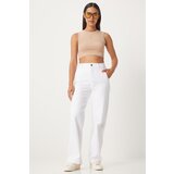 Happiness İstanbul Women's White Wide Leg High Waist Jeans | Shoptok.si