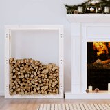 vidaXL Stojalo za drva belo 80x25x100 cm trdna borovina Cene