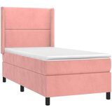 Box spring postelja z vzmetnico roza 90x200 cm žamet | Shoptok.si