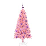 vidaXL Božično drevo med 150 LED z stojalom Roza 120 cm PVC | Shoptok.si