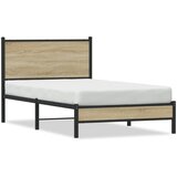 vidaXL Kovinski posteljni okvir z vzglavjem sonoma hrast 100x190 cm Cene