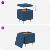  Otoman za pohranu s jastukom Plava 40 x 40 x 45 cm tkanina - Plava 40 cm tkanina | shoptok.hr