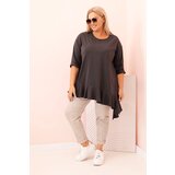 Kesi Włoski Women's Plus Size blouse with cotton, featuring a pocket and rolled sleeves kiwi | ePonuda.com