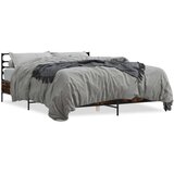  Okvir za krevet boja hrasta 150x200cm konstruirano drvo i metal | shoptok.hr