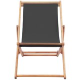  Sklopiva ležaljka za plažu od tkanine s drvenim okvirom siva | shoptok.hr