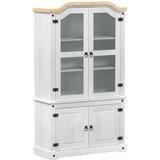  Razstavna omara Bela 103,5 x 42 x 180 cm Masivno borovo les, (5000217268) | Shoptok.si
