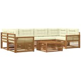 vidaXL Zunanja garnitura za sedenje z blazino 7 pcs Naravna in smetana, (5000280467) | Shoptok.si