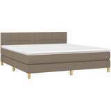  box spring s madracem LED smeđesivi 160x200 cm tkanina | shoptok.hr